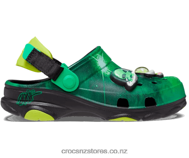 KidsClassic All-Terrain Crocs X Ron English ClogBlack/Neon Green 2000P1594