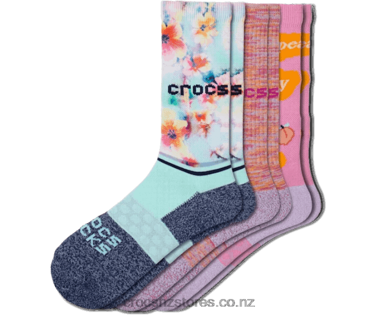 Socks Adult Crew Seasonal Day Dreamer 3 Pack Crocs Pink/Fluorescent 2000P1258