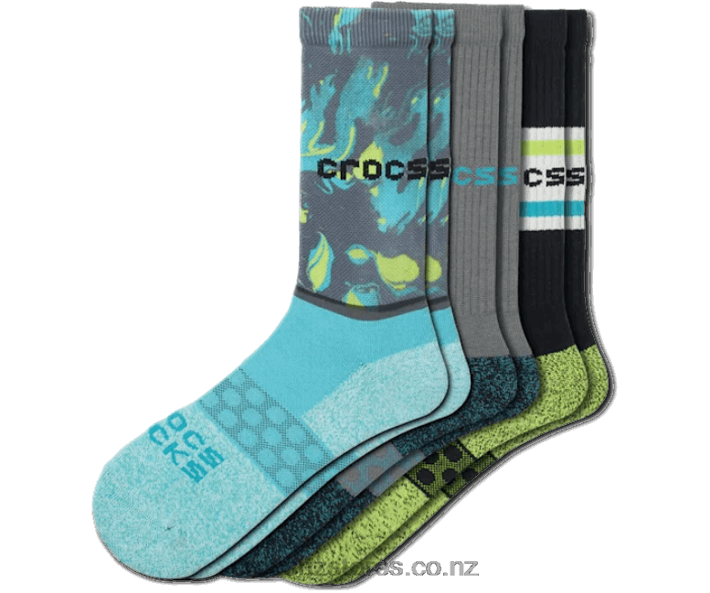 Socks Adult Crew Seasonal Marble 3 Pack Crocs Slate Grey/Multi 2000P1217