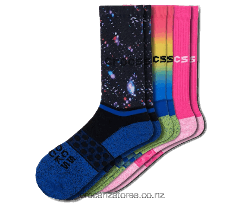 Socks Adult Crew Seasonal Out Of This World 3 Pack Crocs Black/Multi 2000P1215