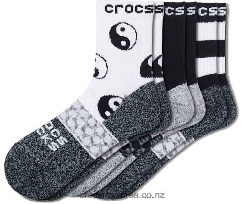Socks Adult Quarter Easy Icon 3-Pack Crocs Black/White 2000P1247