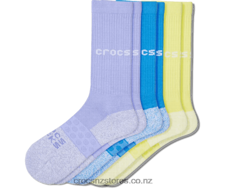 Socks Adult Twisted Yarn Crew Solid 3-Pack Crocs Digital Violet/Multi 2000P1256