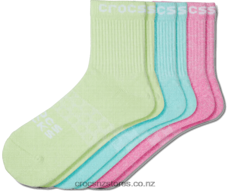 Socks Adult Twisted Yarn Quarter Solid 3-Pack Crocs White/Multi 2000P1244